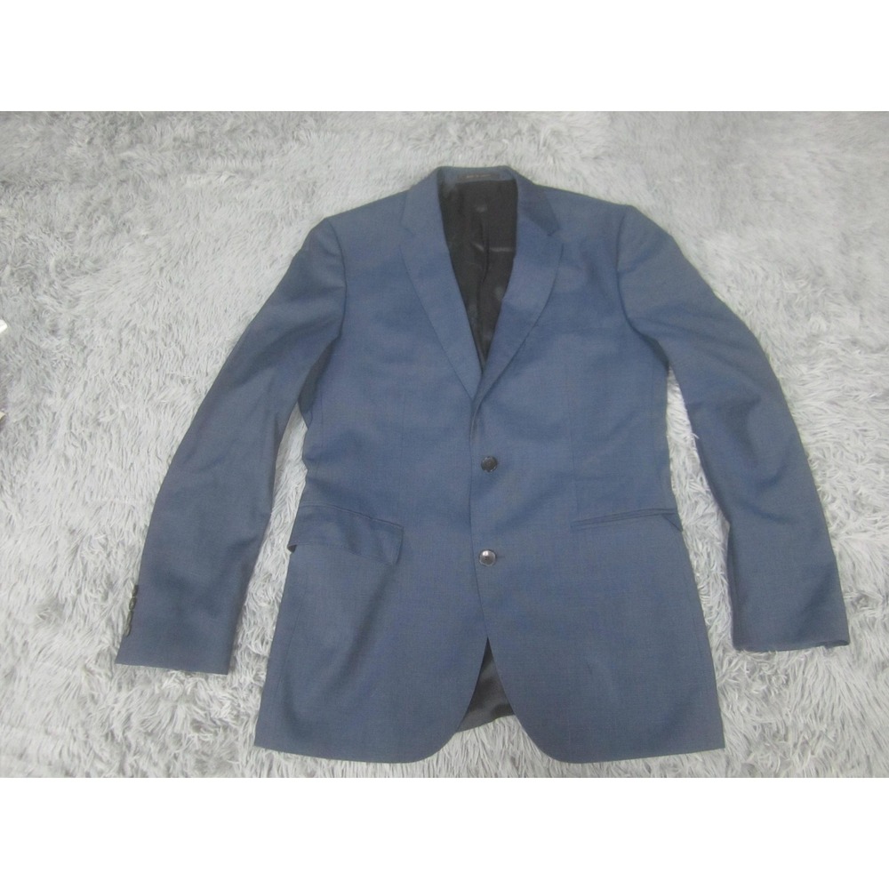 Hugo Boss Blazer Mens 40L Blue Check Virgin Wool Suit Jacket‎ Sport Coat